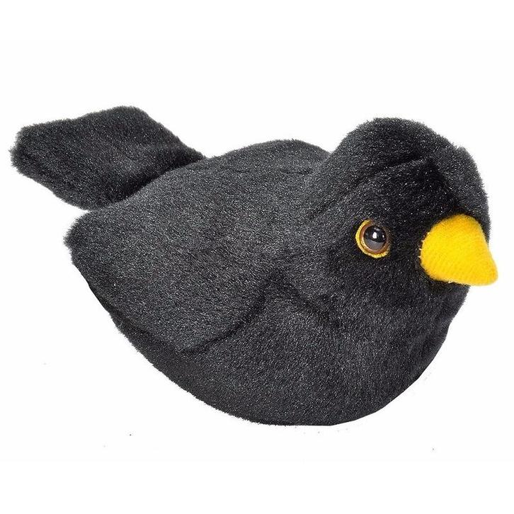 Pluche merel vogel knuffel 14 cm - Knuffel vogels, Kinderen en Baby's, Speelgoed | Knuffels en Pluche, Verzenden