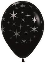Ballonnen Bold Stars Black Metallic Ink Silver 30cm 25st, Verzenden, Nieuw