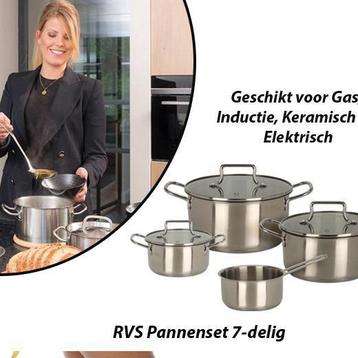 RVS Pannenset 7-delig Geschikt voor Gas, Inductie, Keramisch beschikbaar voor biedingen