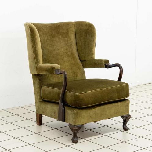 Groene Velours Fauteuil, Huis en Inrichting, Fauteuils, Ophalen of Verzenden