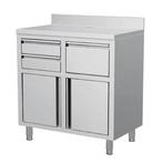 Koffiewerkbank | RVS | Draaideuren + Afkloplade + 2 Laden |, Verzenden, Nieuw in verpakking