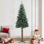 vidaXL Kerstboom met echt hout en sneeuw smal 210 cm groen, Diversen, Kerst, Verzenden, Nieuw
