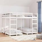 vidaXL Drie-hoog Bunk Bed Frame Wit 160 x 200 cm Massief, Verzenden, Nieuw, Wit, Hout