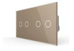 Livolo Touch Schakelaar 2+2 | Goud | Puls | Modern |, Ophalen of Verzenden, Nieuw, Schakelaar