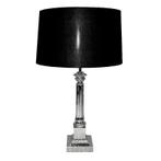 Tafellamp 18x18x67cm met zwarte kap zilver classic, Nieuw, Ophalen of Verzenden