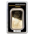 100 gram goudbaar - Argor-Heraeus Kinebar (met certificaat), Postzegels en Munten, Goud, Verzenden