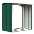 Haardhoutschuur 172x91x154 cm gegalvaniseerd staal groen