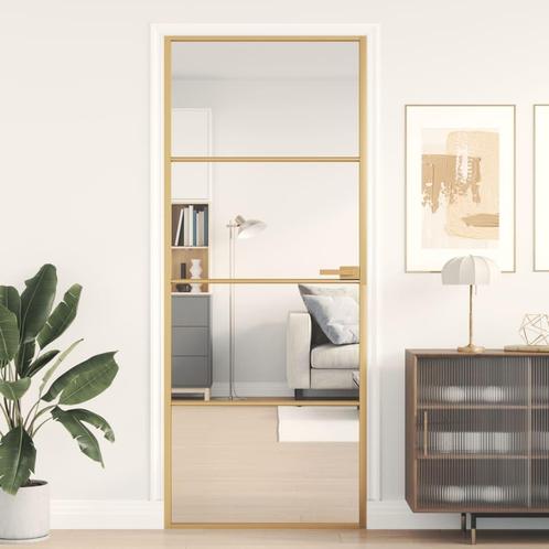 vidaXL Binnendeur smal 83x201,5 cm gehard glas en aluminium, Doe-het-zelf en Verbouw, Deuren en Horren, Nieuw, Verzenden