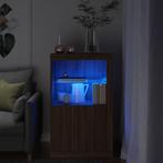 Bijzetkast met LED-verlichting bewerkt hout bruineikenkle..., Huis en Inrichting, Verzenden