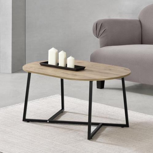 [en.casa] Salontafel Valdemarsvik 100x60x47 cm zwart en eike, Huis en Inrichting, Tafels | Salontafels, Nieuw, Verzenden