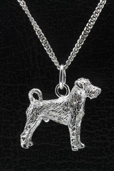 Zilveren Kromfohrlander draadhaar ketting hanger - groot, Sieraden, Tassen en Uiterlijk, Kettinghangers, Verzenden