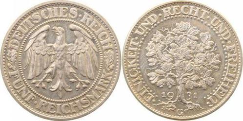 1931g Weimarer Republik 5 Reichsmark Eichbaum 1931 G extr..., Postzegels en Munten, Munten | Europa | Niet-Euromunten, Verzenden