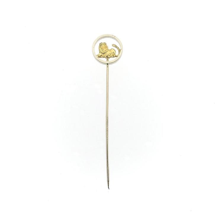 Bicolor gouden reversspeld met ING leeuw, Sieraden, Tassen en Uiterlijk, Broches, Overige kleuren, Gebruikt, Goud, Ophalen of Verzenden