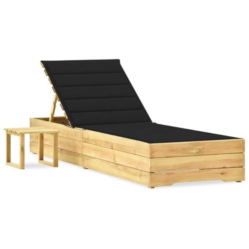 vidaXL Ligbed met tafeltje en kussen geïmpregneerd, Tuin en Terras, Ligbedden, Nieuw, Verzenden