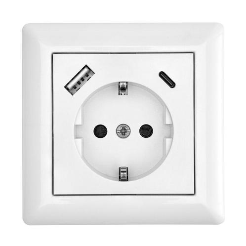 Ledmaxx Inbouw contactdoos zuiver wit met 1x USB-A & 1x U..., Huis en Inrichting, Lampen | Overige, Nieuw, Ophalen of Verzenden