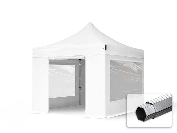 Partytent 3×3 m wit easy-up huren – €95 p/dag, Hobby en Vrije tijd, Feestartikelen | Verhuur, Zo goed als nieuw