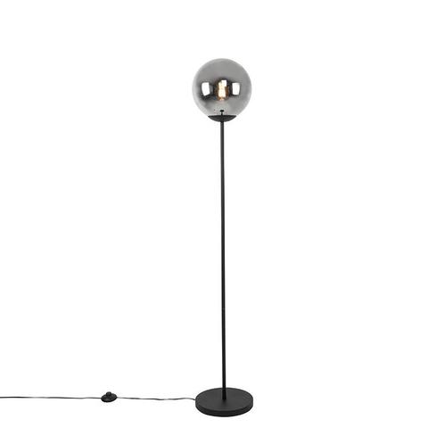 Art deco vloerlamp zwart met glas smoke - Pallon, Huis en Inrichting, Lampen | Vloerlampen, Nieuw, Glas, 100 tot 150 cm