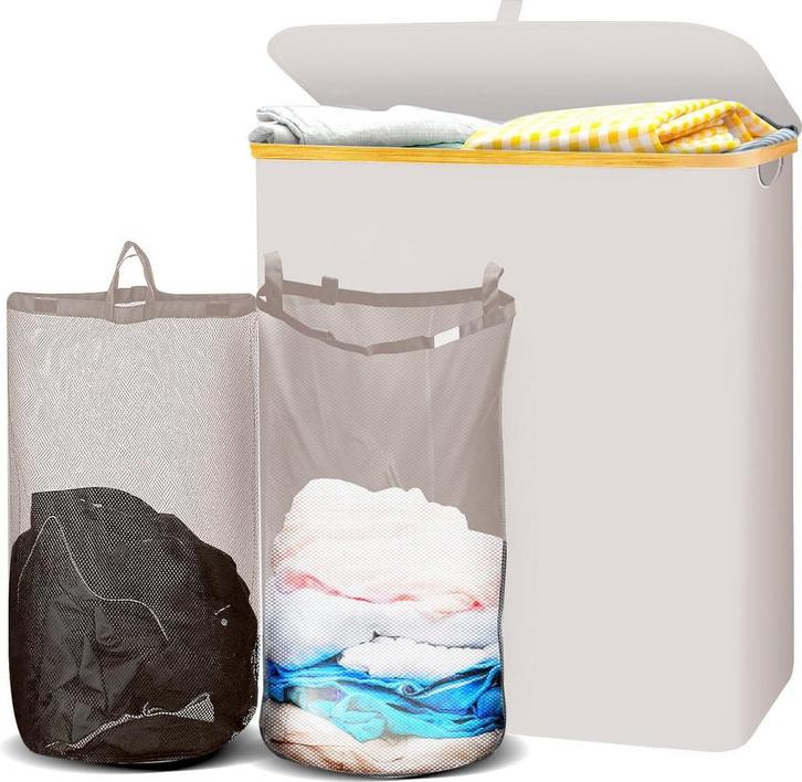 Lugia Wasmand - 2 Waszakken - 141L - Natuurlijk Bamboe -, Huis en Inrichting, Badkamer | Badtextiel en Accessoires, Nieuw, Ophalen of Verzenden