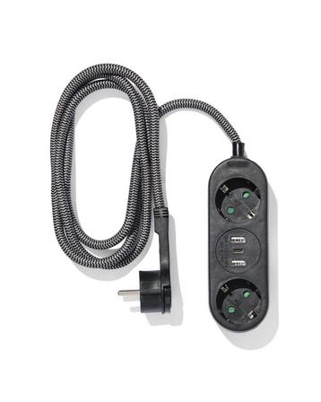 HEMA Stekkerdoos 2-voudig met USB 1.5m zwart beschikbaar voor biedingen