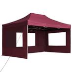 Partytent inklapbaar met wanden 4,5x3 m aluminium wijnrood, Tuin en Terras, Verzenden, Nieuw, 2 meter of meer, Partytent