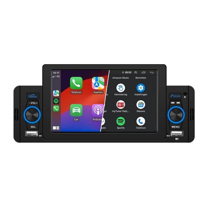 1-Din CarPlay & Android Auto | 5 INCH | Bluetooth & USB, Auto diversen, Autoradio's, Ophalen of Verzenden