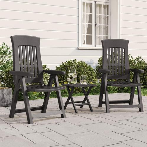 vidaXL Tuinstoelen 2 st verstelbaar PP antracietkleurig, Tuin en Terras, Tuinstoelen, Nieuw, Kunststof, Verzenden