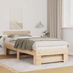 vidaXL Bedframe met hoofdeinde Bruin 100 x 200 cm Massief, Huis en Inrichting, Slaapkamer | Bedden, Verzenden, Nieuw, Bruin, Hout