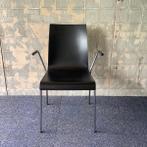 Kantintstoel, vergaderstoel,  MDF zwart, buisframe chroom