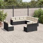 vidaXL 11-delige Loungeset met kussens poly rattan zwart, Verzenden, Nieuw, Rotan, Loungeset