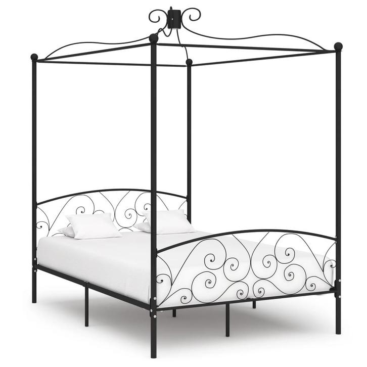 vidaXL Hemelbedframe metaal zwart 120x200 cm, Huis en Inrichting, Slaapkamer | Bedden, 120 cm, 200 cm, Zwart, Twijfelaar, Nieuw