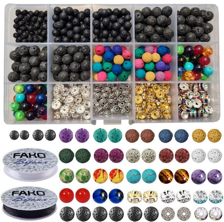 Fako Bijoux - DIY Lavasteen Kralen Set - Maansteen Kralen -, Hobby en Vrije tijd, Kralen en Sieraden maken, Verzenden
