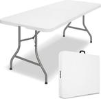 Tuintafel - wit - 180x75 cm - inklapbaar - kunststof met, Verzenden, Nieuw