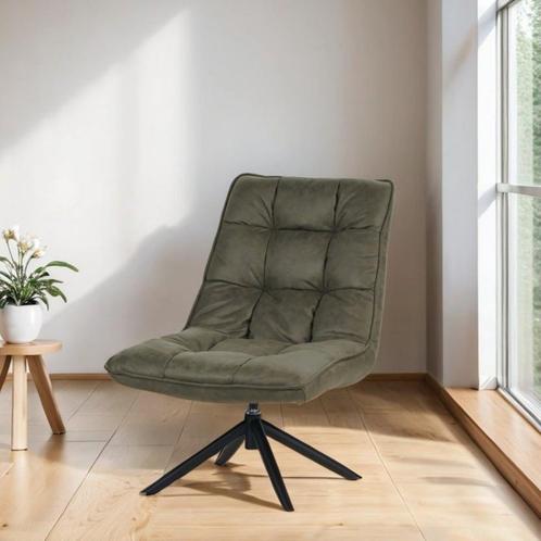 Dimehouse Draaifauteuil Yuki ecoleer groen Leer, Huis en Inrichting, Fauteuils, Nieuw, Leer, Ophalen of Verzenden