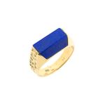 Gouden zegelring met Lapis Lazuli | Vintage (unisex, heren), Sieraden, Tassen en Uiterlijk, Ringen, 18 tot 19, Gebruikt, Overige kleuren