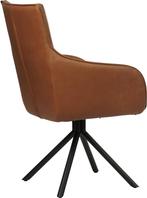 Cognac leren industriële draaibare eetkamerstoel - Rancho Le, Huis en Inrichting, Stoelen, Overige kleuren, Nieuw, Leer, Ophalen of Verzenden