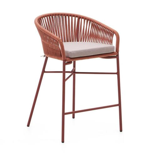 *WOONWINKEL* Kave Home Yanet Tuin Barstoel Touw Met Kussen T, Tuin en Terras, Tuinsets en Loungesets, Nieuw, Verzenden