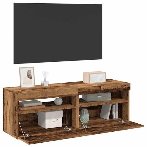 vidaXL Tv-meubels met LED-verlichting 2 st bewerkt hout oud, Huis en Inrichting, Kasten | Televisiemeubels, Nieuw, Overige houtsoorten