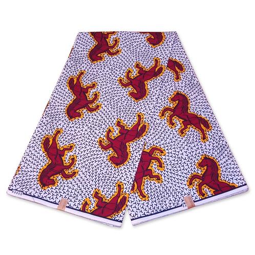 VLISCO stof Hollandais Afrikaanse Wax print - Wit / Rode Jum, Hobby en Vrije tijd, Stoffen en Lappen, Nieuw, Ophalen of Verzenden