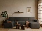 U Slaapbank Monza Antraciet - 4 zits met opbergruimte, Verzenden, Nieuw, Overige kleuren
