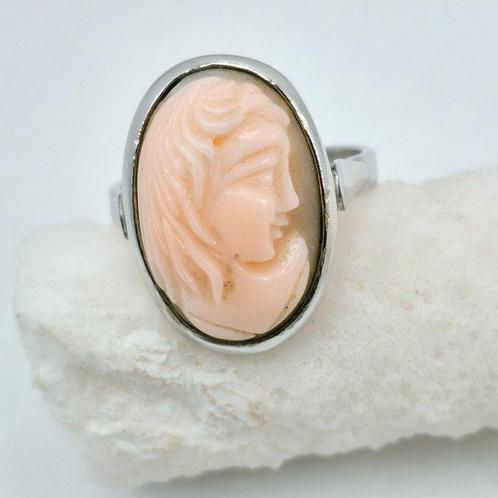 Koraal - Zilver - Ring - Oud geïnkrusteerd koraal, Verzamelen, Dierenverzamelingen