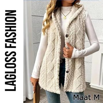 Dames Elegante Pluchen Vestjas met Capuchon – Abrikoos - beschikbaar voor biedingen