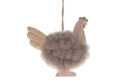 Houten kip hen wol wooden pashm 9. 5x10x2. 5cm. hang! met, Hobby en Vrije tijd, Knutselen, Nieuw, Ophalen of Verzenden