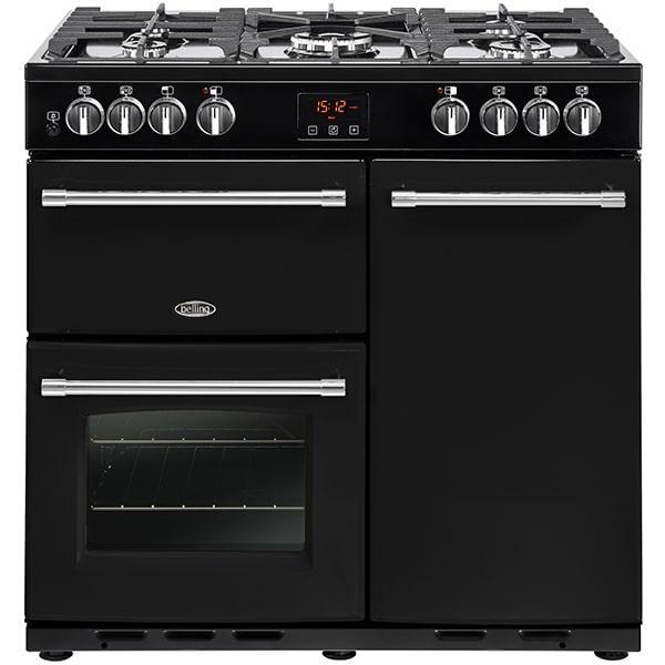 Belling 90DFT Gas Fornuis 90 cm - Zwart RVS, Witgoed en Apparatuur, Fornuizen, Vrijstaand, 5 kookzones of meer, Energieklasse A of zuiniger
