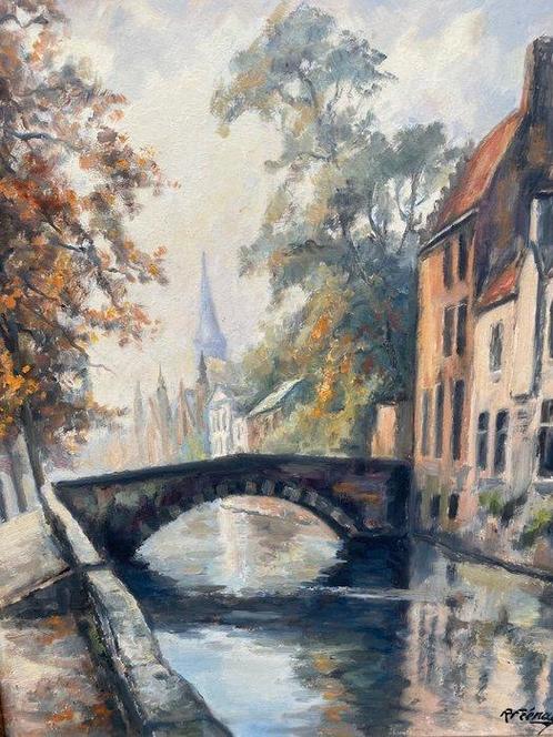 Robert Frénay (1903-1986) - Stadsgezicht Brugge - Groenerei, Antiek en Kunst, Kunst | Schilderijen | Klassiek