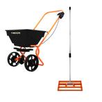 Roterende Strooiwagen & 50 cm Gazon Leveling Hark – Oranje, Verzenden, Nieuw
