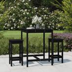 vidaXL 3-delige Tuinbarset massief grenenhout zwart, Tuin en Terras, Tuinsets en Loungesets, Verzenden, Nieuw, 3 zitplaatsen