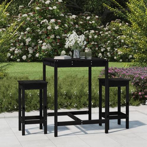 vidaXL 3-delige Tuinbarset massief grenenhout zwart, Tuin en Terras, Tuinsets en Loungesets, Nieuw, 3 zitplaatsen, Verzenden