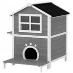 TRUUSK Houten Kattenhuis Met Venster, Balkon, Weerbestendige, Verzenden, Nieuw