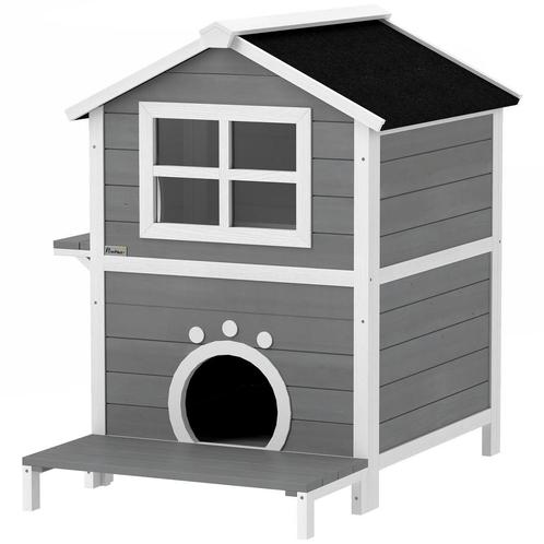 TRUUSK Houten Kattenhuis Met Venster, Balkon, Weerbestendige, Dieren en Toebehoren, Katten-accessoires, Nieuw, Verzenden