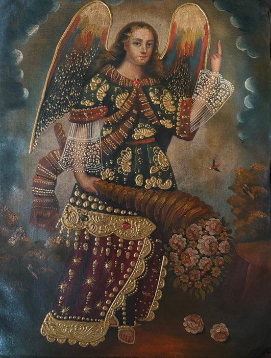 Cuzco Peruvian school (XX) - Archangel St Gabriel with, Antiek en Kunst, Kunst | Schilderijen | Klassiek
